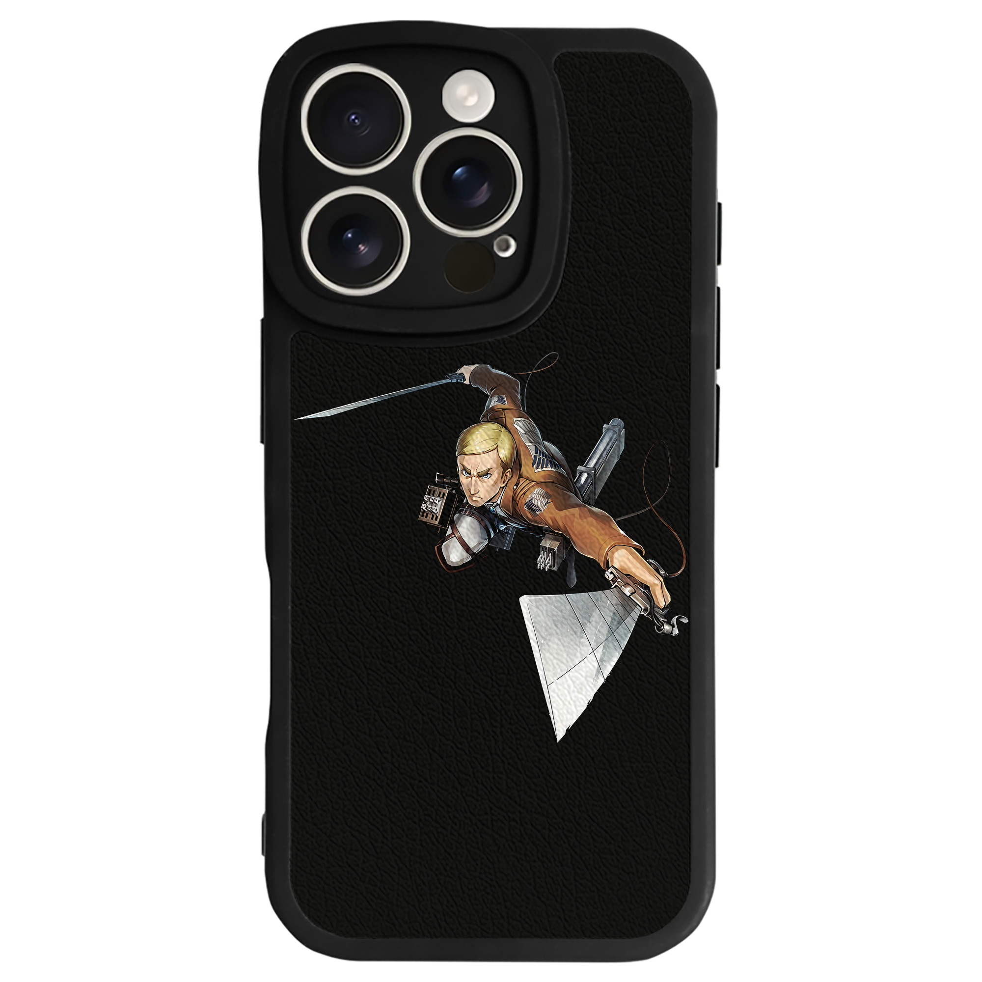 （画像用） 進撃の巨人 エルヴィン・スミス Attack on Titan Erwin Smith 【iPhone 16シリーズ対応】シリコンスマホケース（レザー調） 材質：シリコン